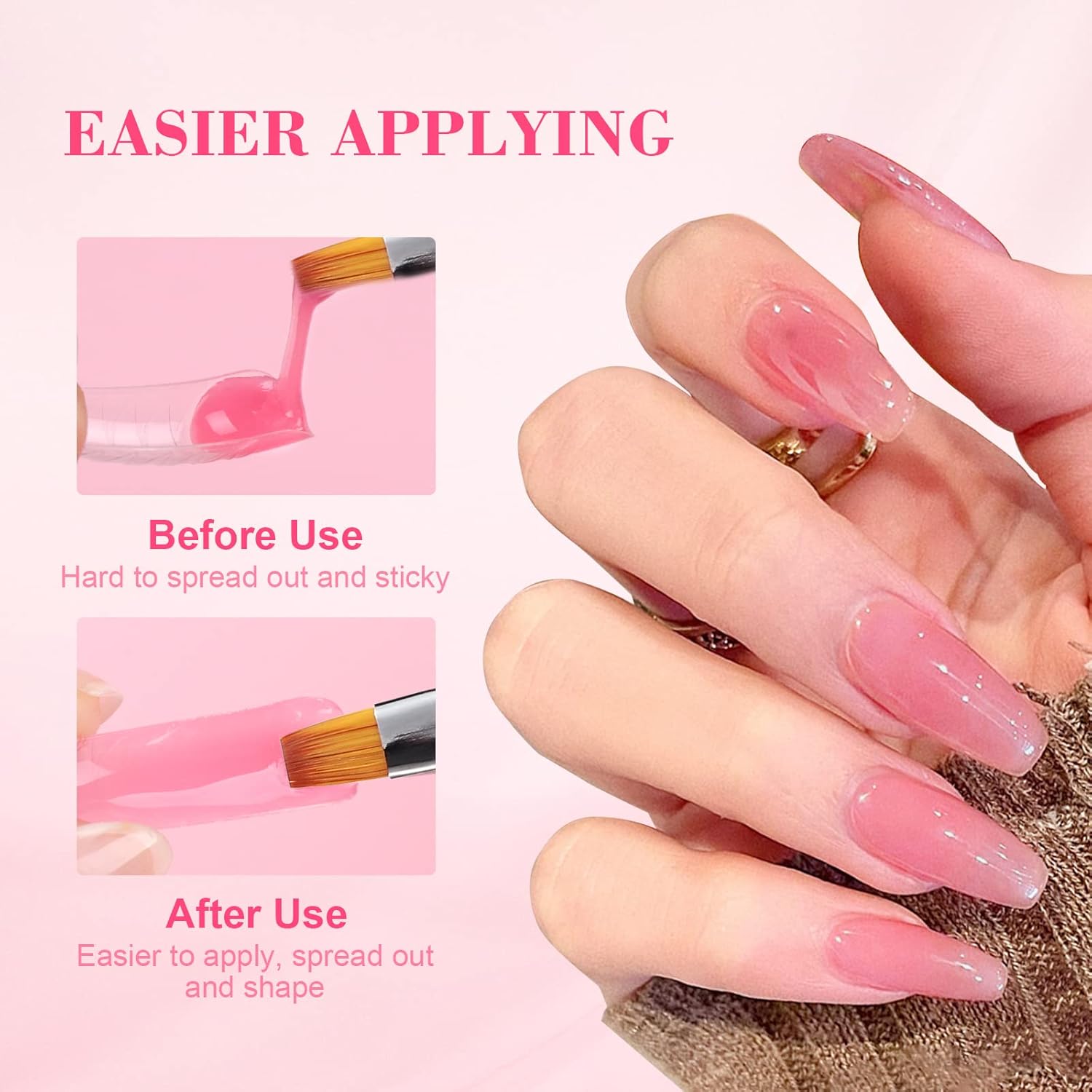 Saviland Solución deslizante de 4.1 fl oz para uñas de gel de poliéster líquido antiadherente Kit de solución de gel para principiantes, gel de