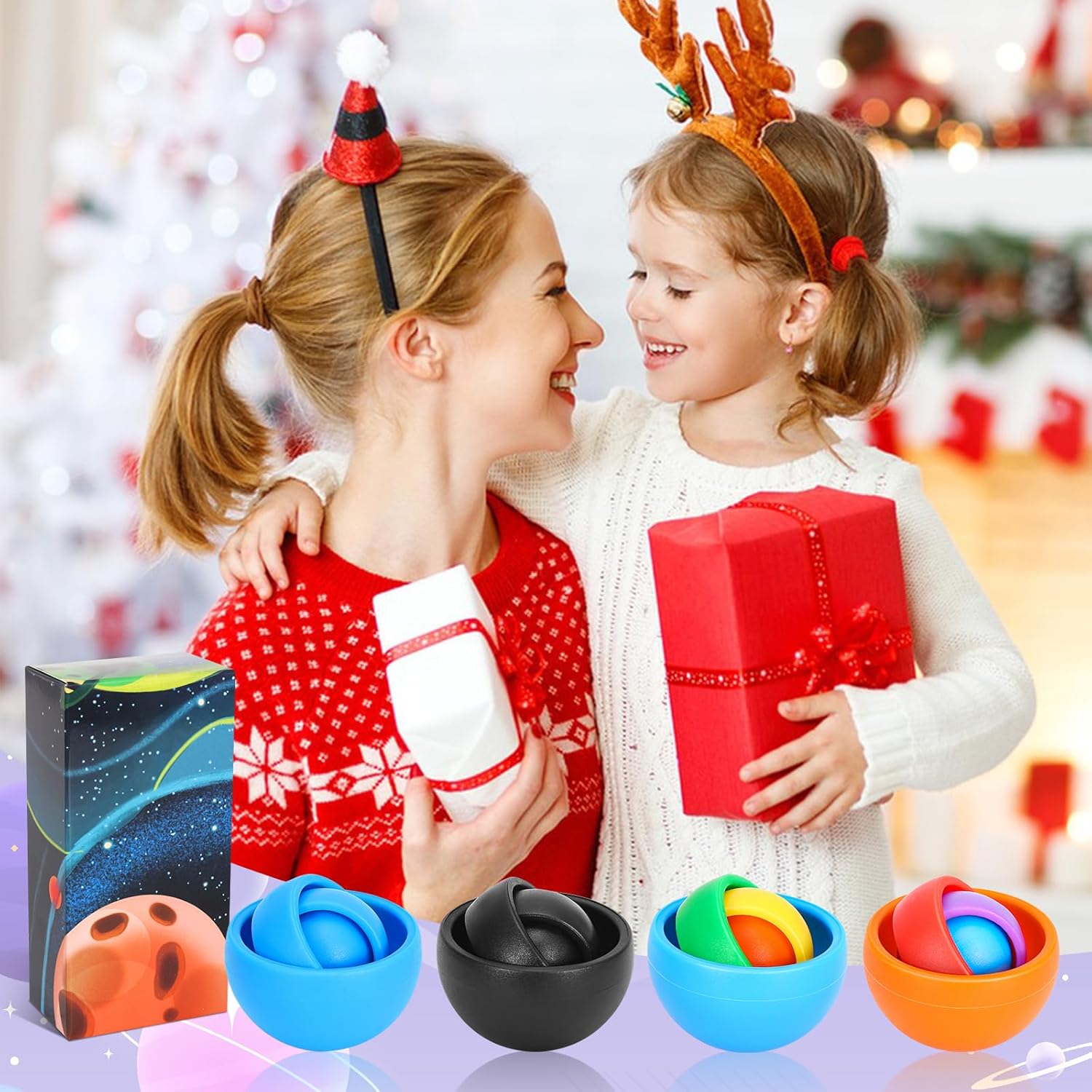 Paquete de 2 juguetes para ansiedad, rellenos de calcetines de Navidad para niños y adultos, juguetes de giroscopio, juguetes para personas con