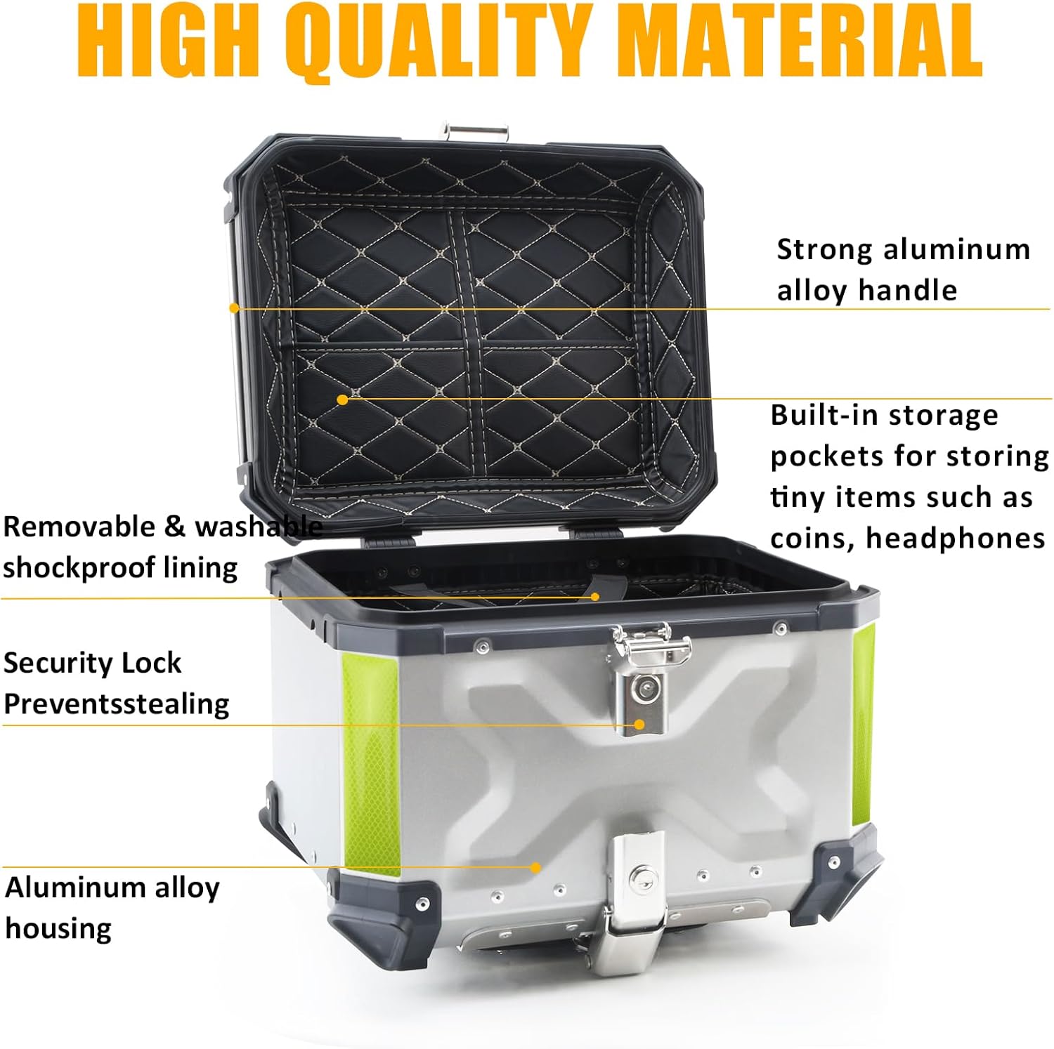 LASIEYO 2023 28L45L55L65L – Maleta superior de motocicleta, caja de aluminio universal con cerradura de seguridad para almacenar casco de equipaje