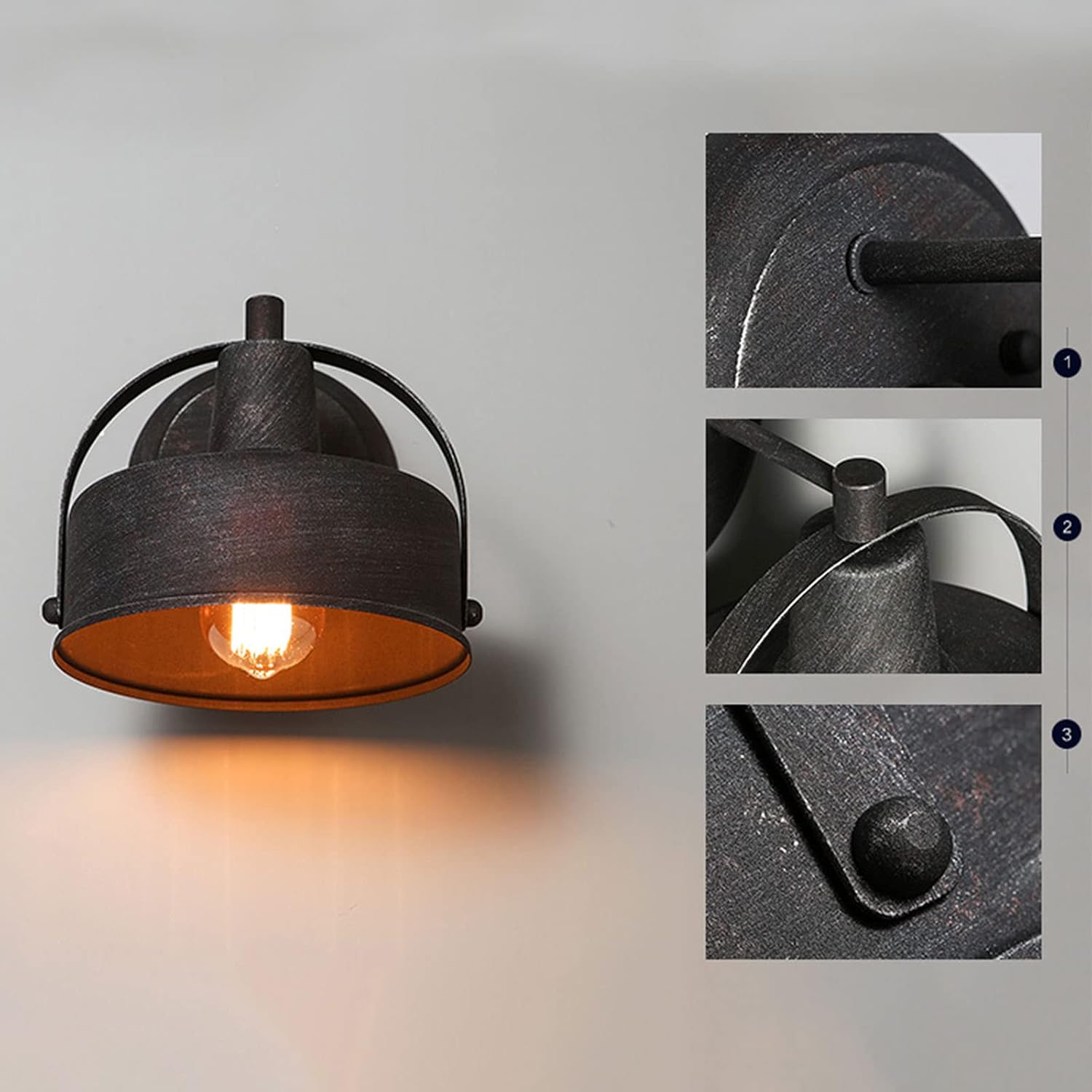 Luces industriales de pared para interiores y exteriores, aplique de pared de granero de 8.6 pulgadas, enchufe E26, luz de porche industrial para
