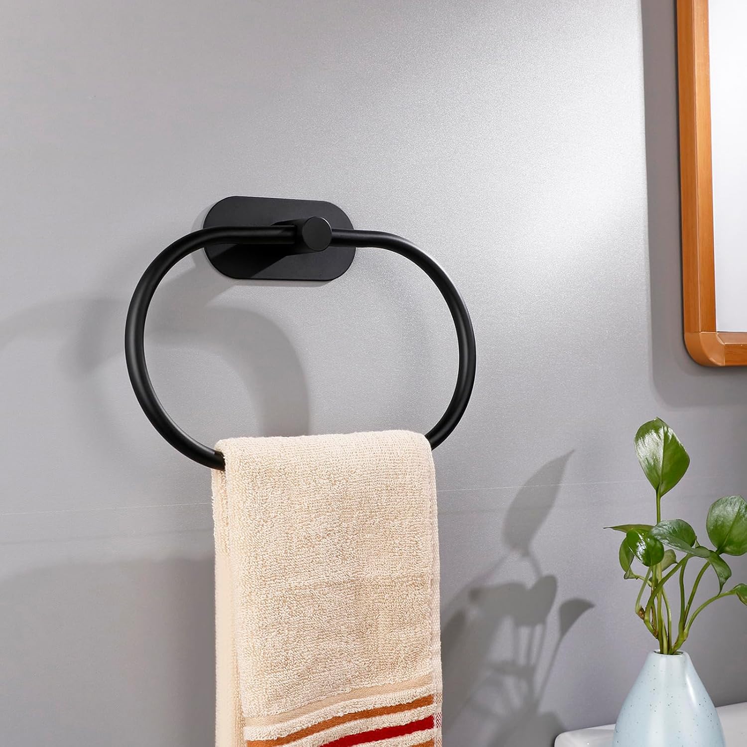 Toallero  anillo de toalla de baño, anillo de toalla de mano autoadhesivo para baño, soporte de toalla de mano adhesivo de acero inoxidable, sin