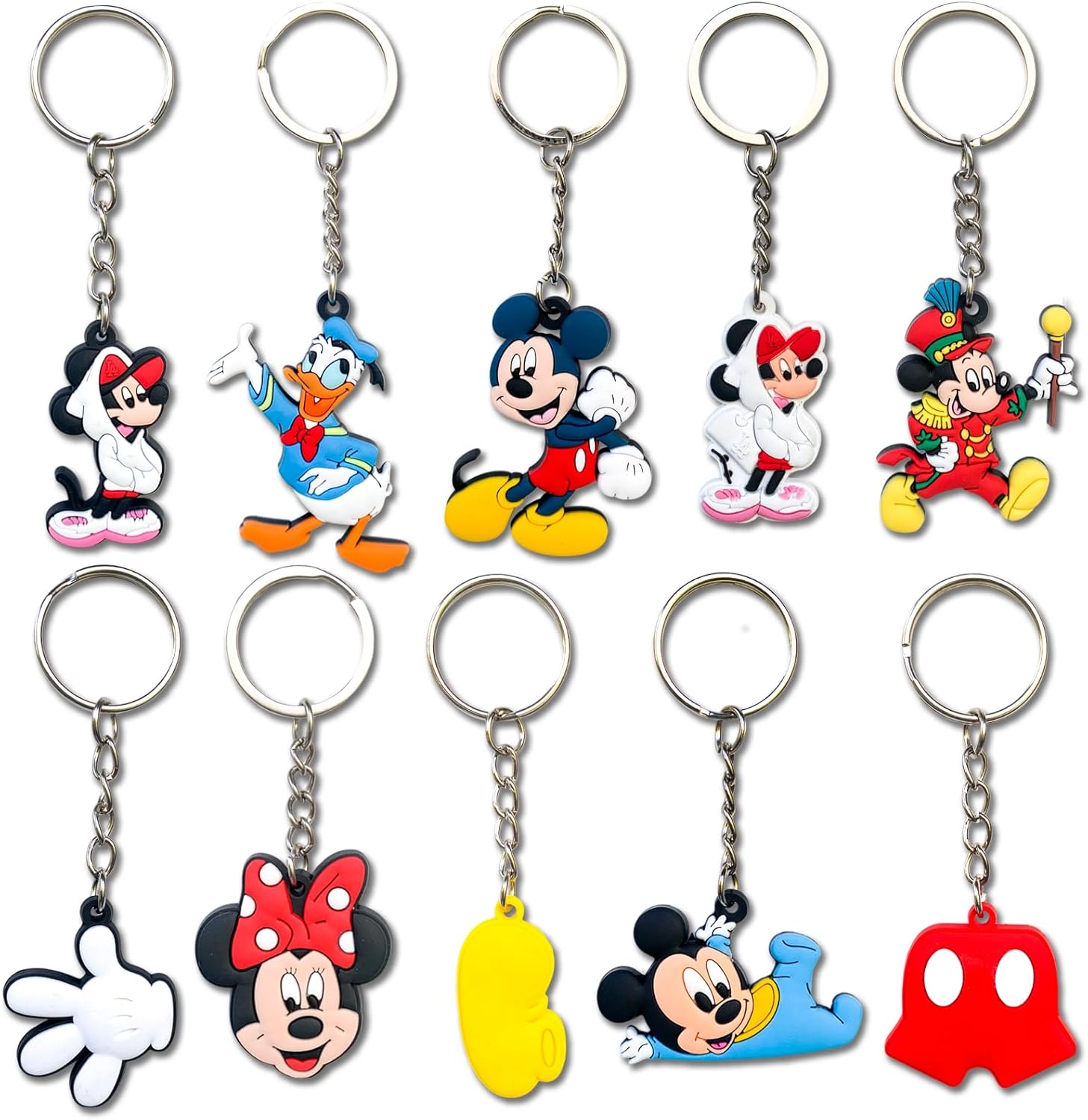 Llavero de dibujos animados, lindo llavero de silicona para regalo de adultos (10 piezas de ratón)