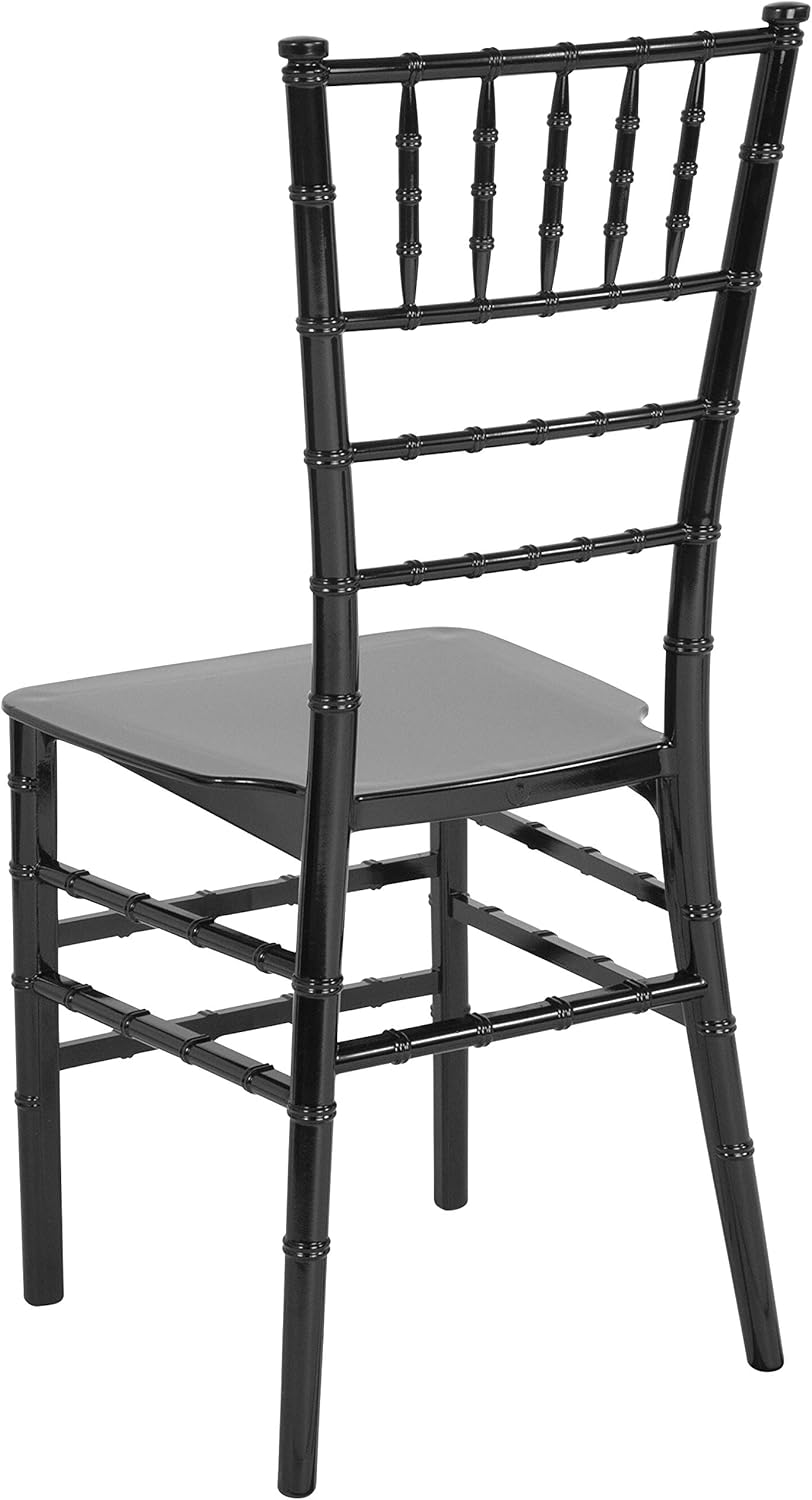 Flash Furniture Paquete de 2 sillas Chiavari apilables de resina negra de la serie HERCULES