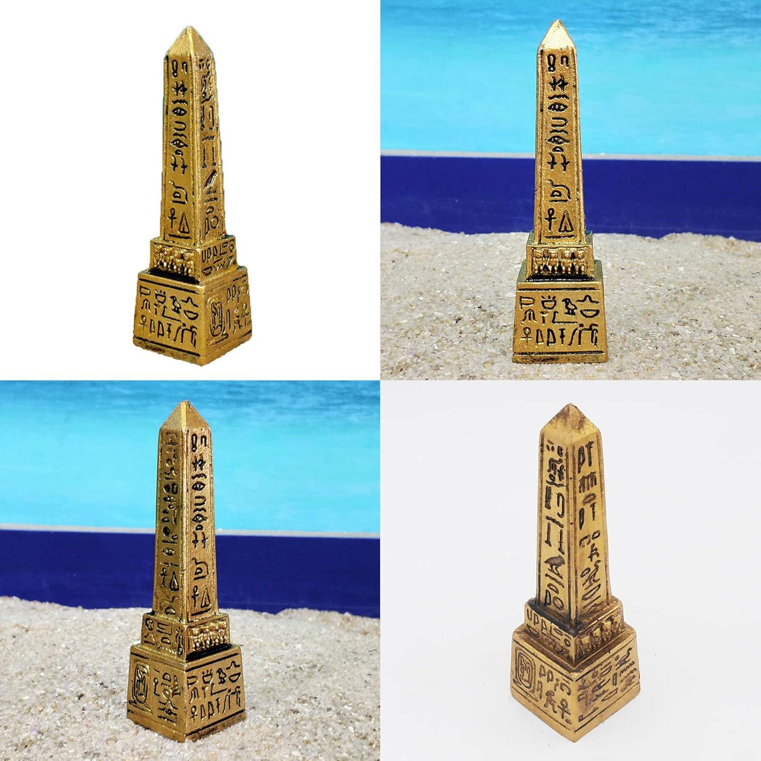 Kocris Casa Decoración para tanque de reptiles de peces egipcios antiguos (juego de 3) escultura de estatua de obelisco de momia, reptil, tortuga,