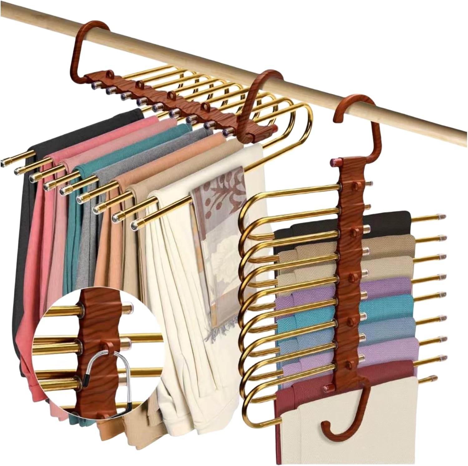 Perchas para pantalones que ahorran espacio de 9 capas plegables para pantalones, multifuncional, actualizado, organizador de jeans para armario,