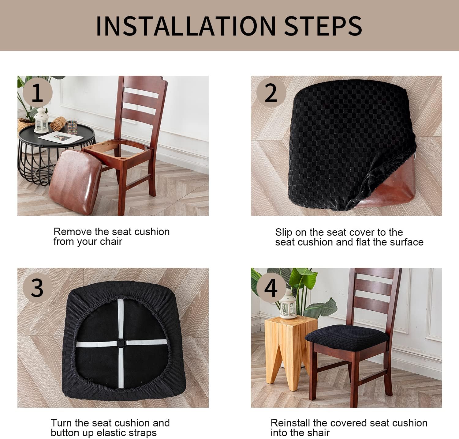 Fundas de asiento impermeables para sillas de comedor, fundas para sillas de comedor, fundas para sillas de cocina, fundas de asiento de jacquard