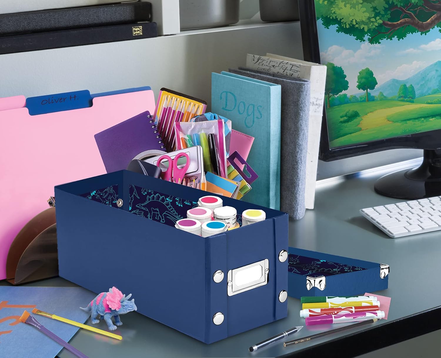 Snap-N-Store Caja de almacenamiento  Paquete de 2 cajas de almacenamiento medianas plegables de 13.25 x 5.13 x 5.13 pulgadas con tapas para