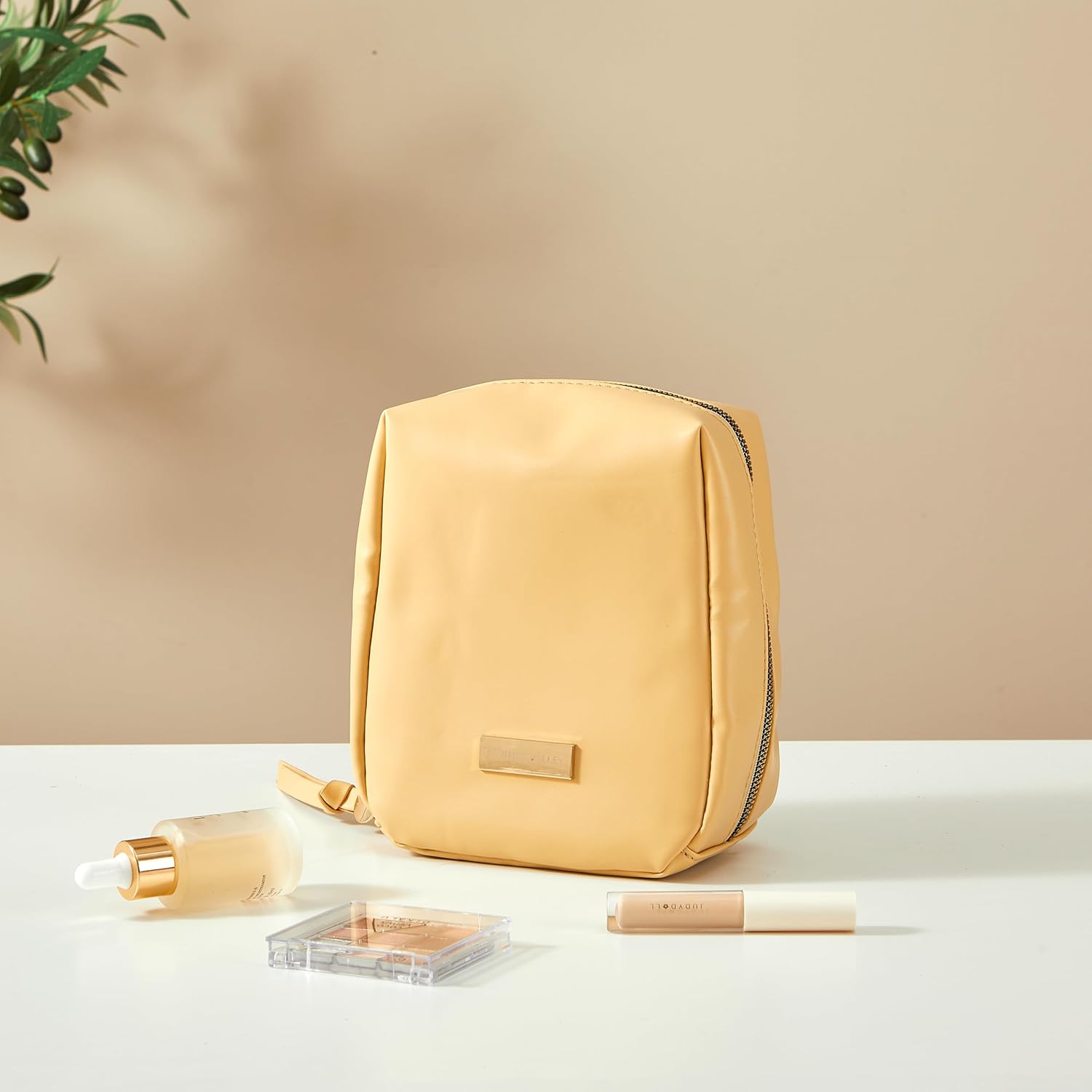 HBselect Bolsa de maquillaje de viaje, bolsa de cosméticos portátil con cremallera para mujer, elegante bolsa de cosméticos portátil para mujeres
