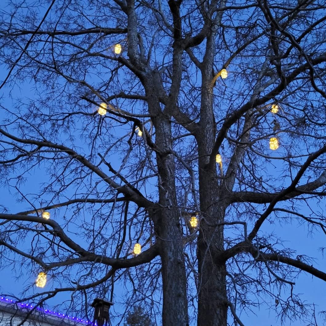 Paquete de 10 luces solares para tarros de masón, 20 luces LED con forma de hada y estrella, con 10 colgadores, resistente al agua y al óxido, para