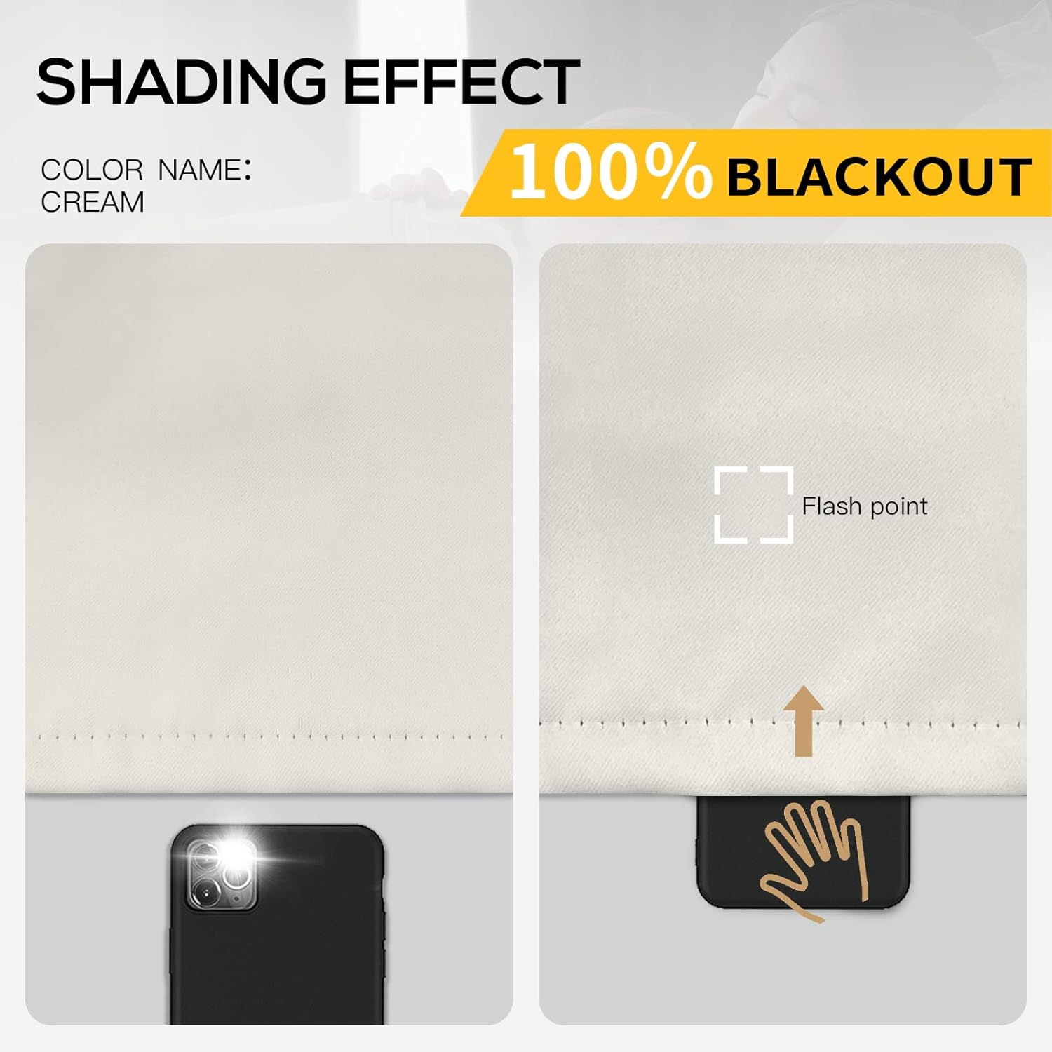 Yakamok Cortinas 100% opacas para dormitorio, 96 pulgadas de largo, cortinas de bloqueo de luz total con respaldo negro, paneles de ojales sólidos