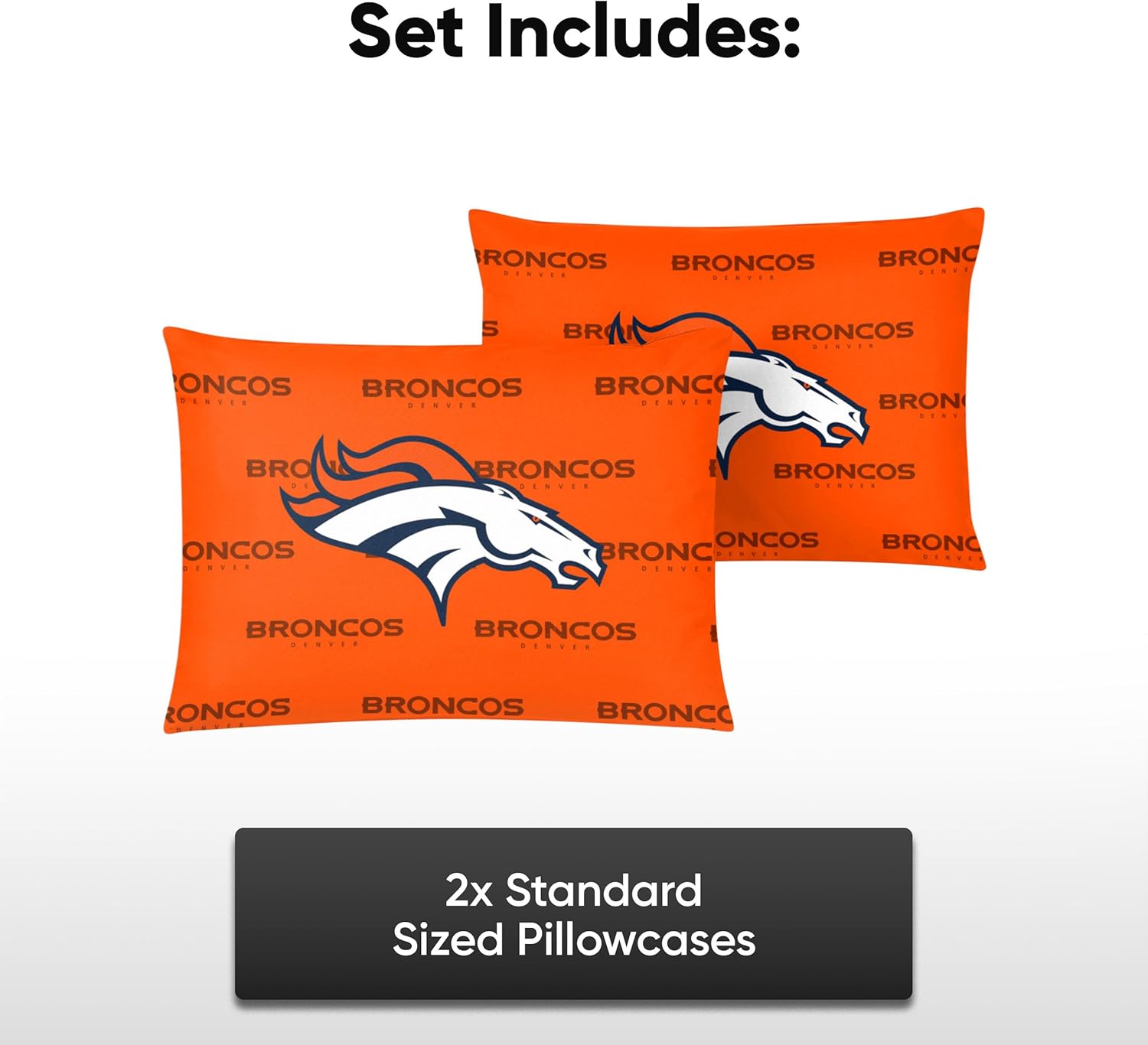 FOCO NFL Team Color Big Logo Bedding Standard 2-Pack Pillowcases