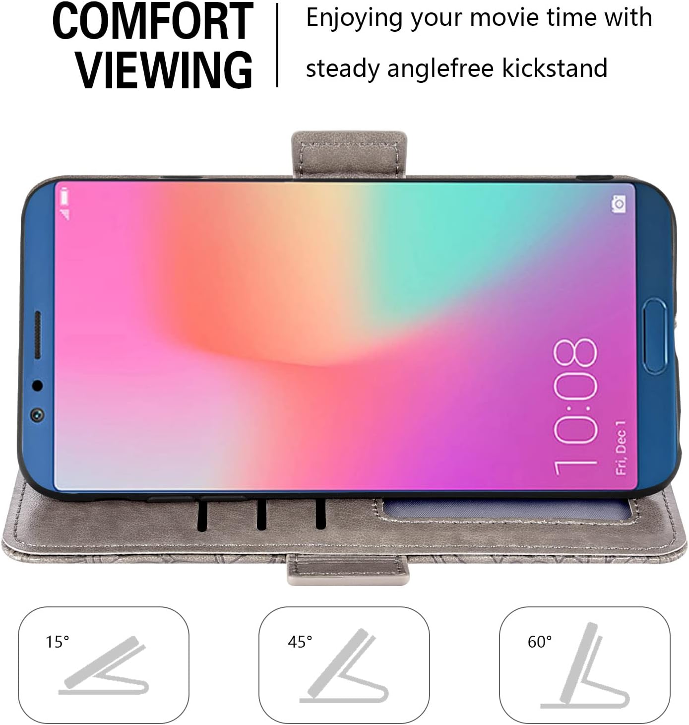 Asuwish Compatible con Huawei Honor View 10V10 – Funda tipo cartera y protector de pantalla de vidrio templado, soporte magnético de cuero con tapa