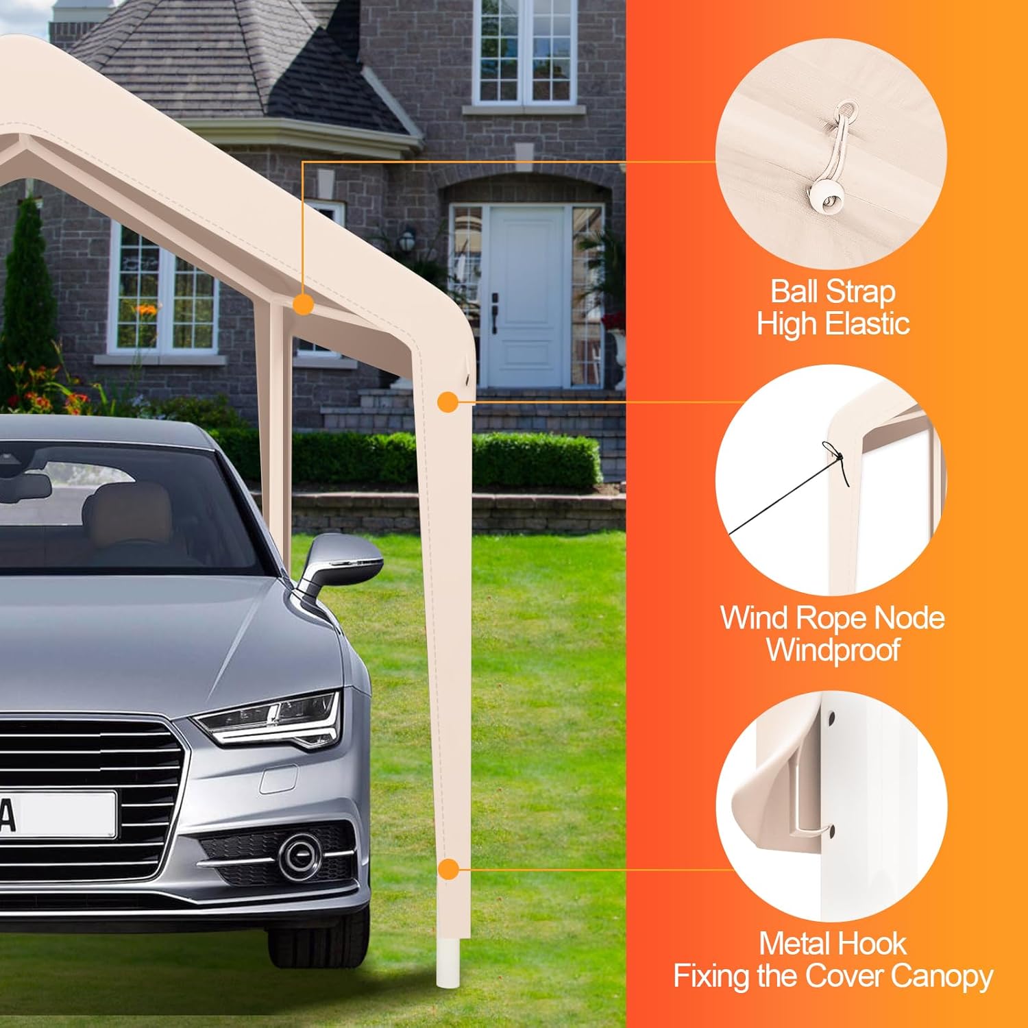 Toldo para cochera de 12 x 20 pies, funda de repuesto resistente, cubierta de refugio de garaje 800D Oxford, impermeable y con protección UV, lona