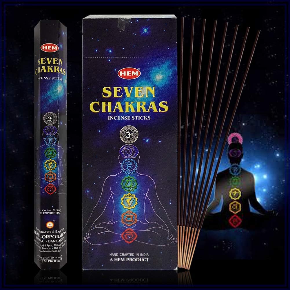 Varillas de incienso de 7 chakras y soporte para varillas de incienso, paquete Insence Insense Hem Incienso