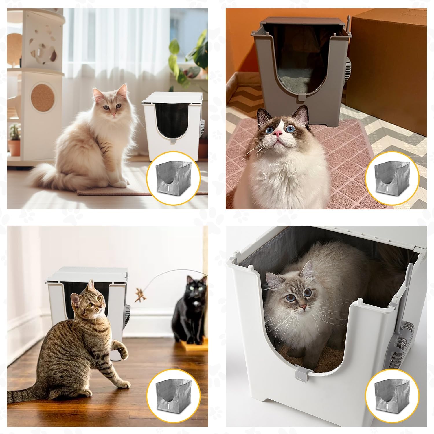 Luxrise Liner F – Caja de arena con tapa Modkat – Revestimientos reutilizables para caja de arena abatible – Liner F para caja de arena para gatos