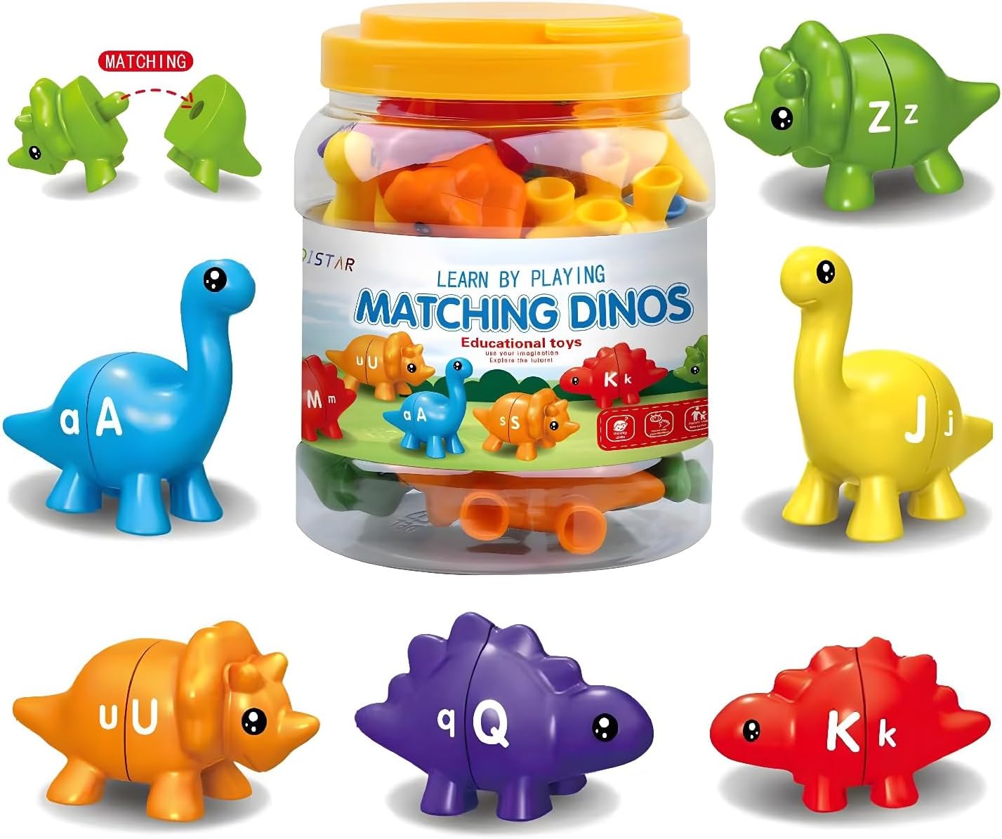 J-hong Juguetes de dinosaurios a juego, 26 piezas, juguete de contar y clasificar, clasificación de formas y colores, juguetes de dinosaurios de