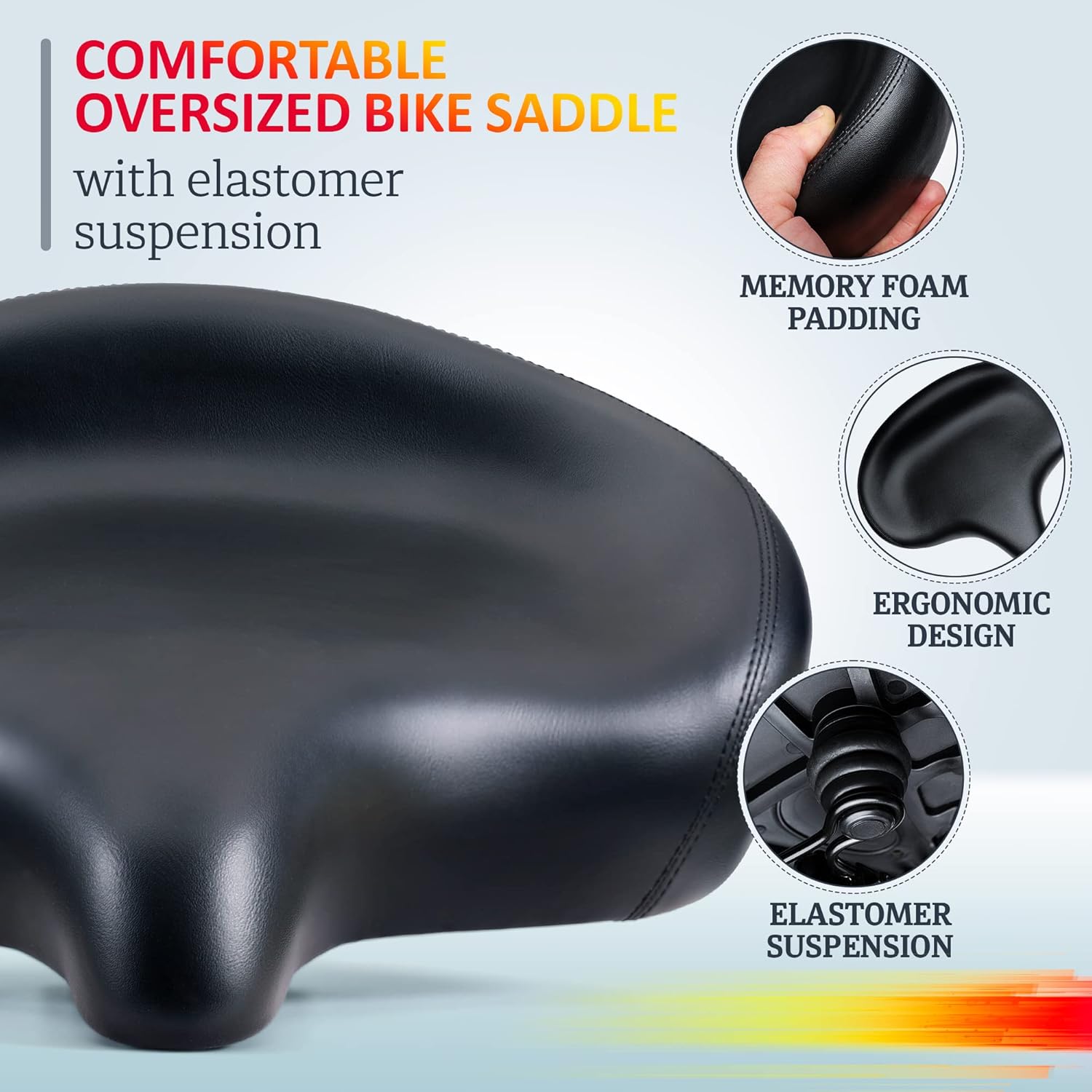 Giddy Up! Asiento de bicicleta – Cómodo sillín de bicicleta premium para ejercicio y bicicleta de carretera con LED – Sillín de bicicleta acolchado