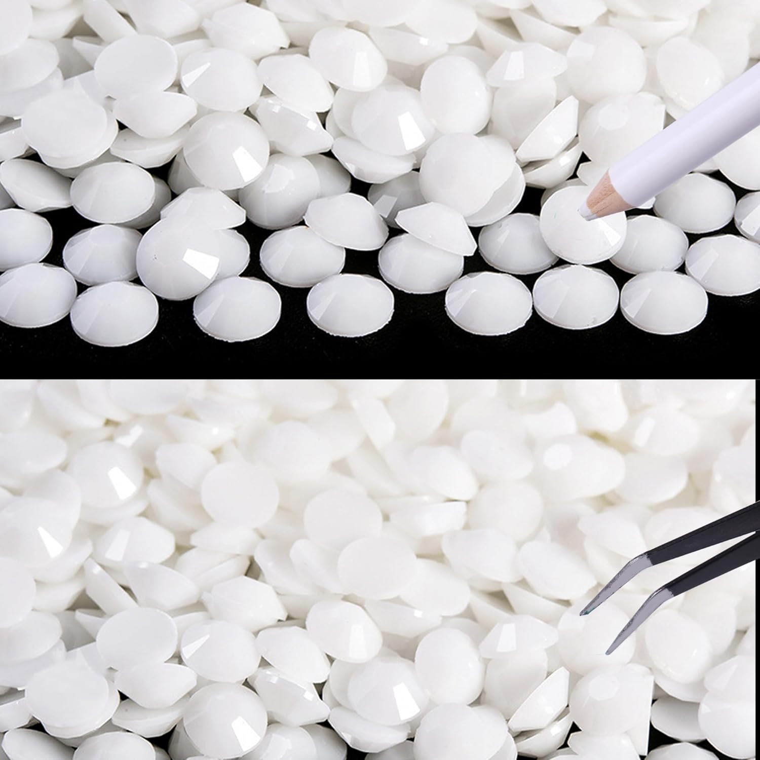 RODAKY 6000 diamantes de imitación de resina blanca gelatina con parte trasera plana para uñas, diamantes de imitación de cristal de gelatina de