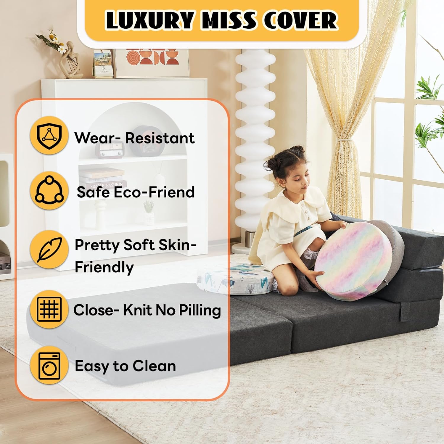 jela Colchón plegable para sofá cama, tela de lujo, sofá cama, colchón de piso, sofá plegable para habitación de invitados, sala de estar (83 x 33