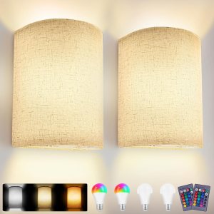 Juego de 2 apliques de pared, 4 bombillas enchufables con control remoto, lámpara de pared con interruptor de encendidoapagado de cable de enchufe, Juego de 2 apliques de pared, 4 bombillas enchufables con control remoto, lámpara de pared con interruptor de encendidoapagado de cable de enchufe,