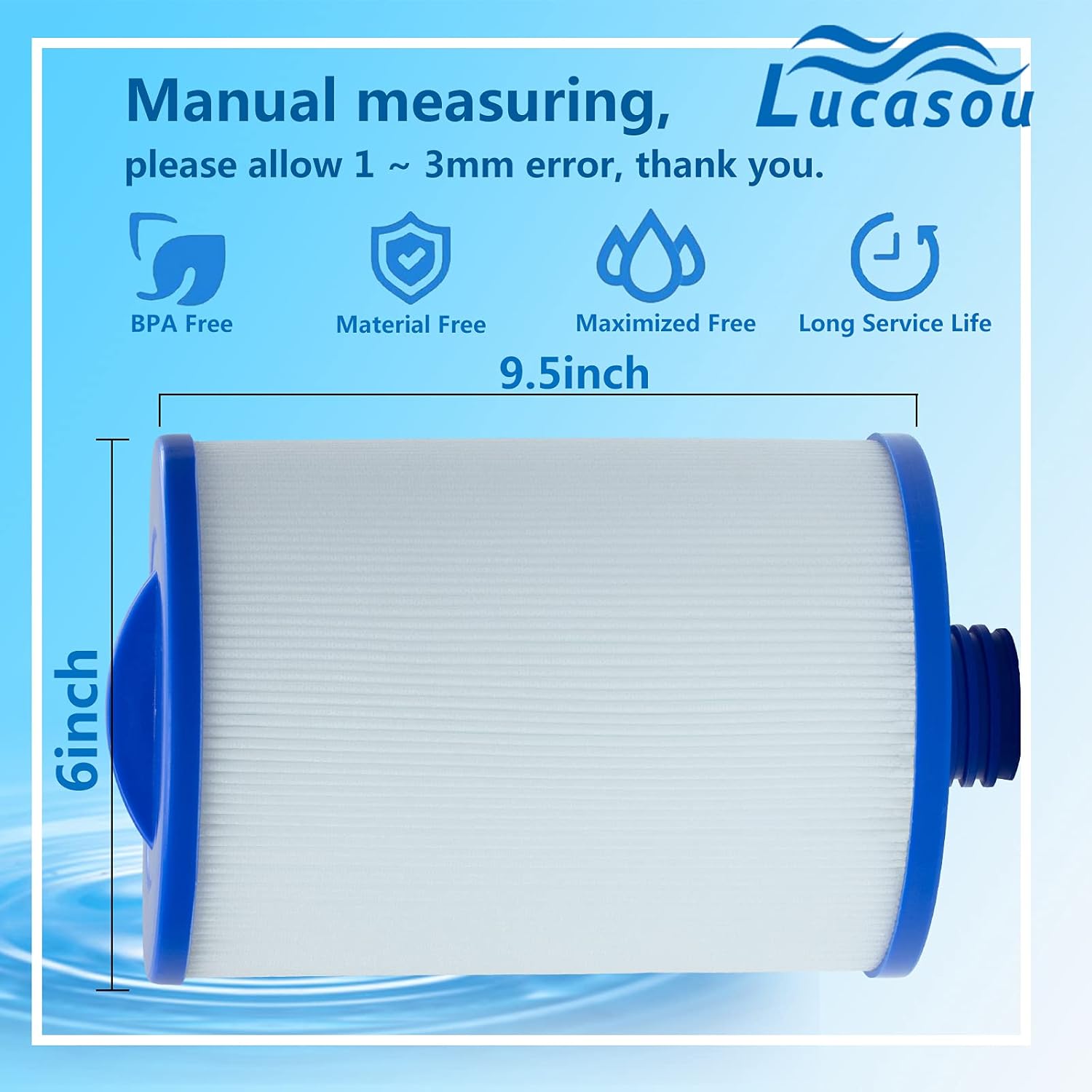 Lucasou Filtro de repuesto para spa Unicel 6CH-940, PWW50 para filtro de bañera de hidromasaje Pleatco, filtro de spa Pleatco PWW50P3 para Filbur