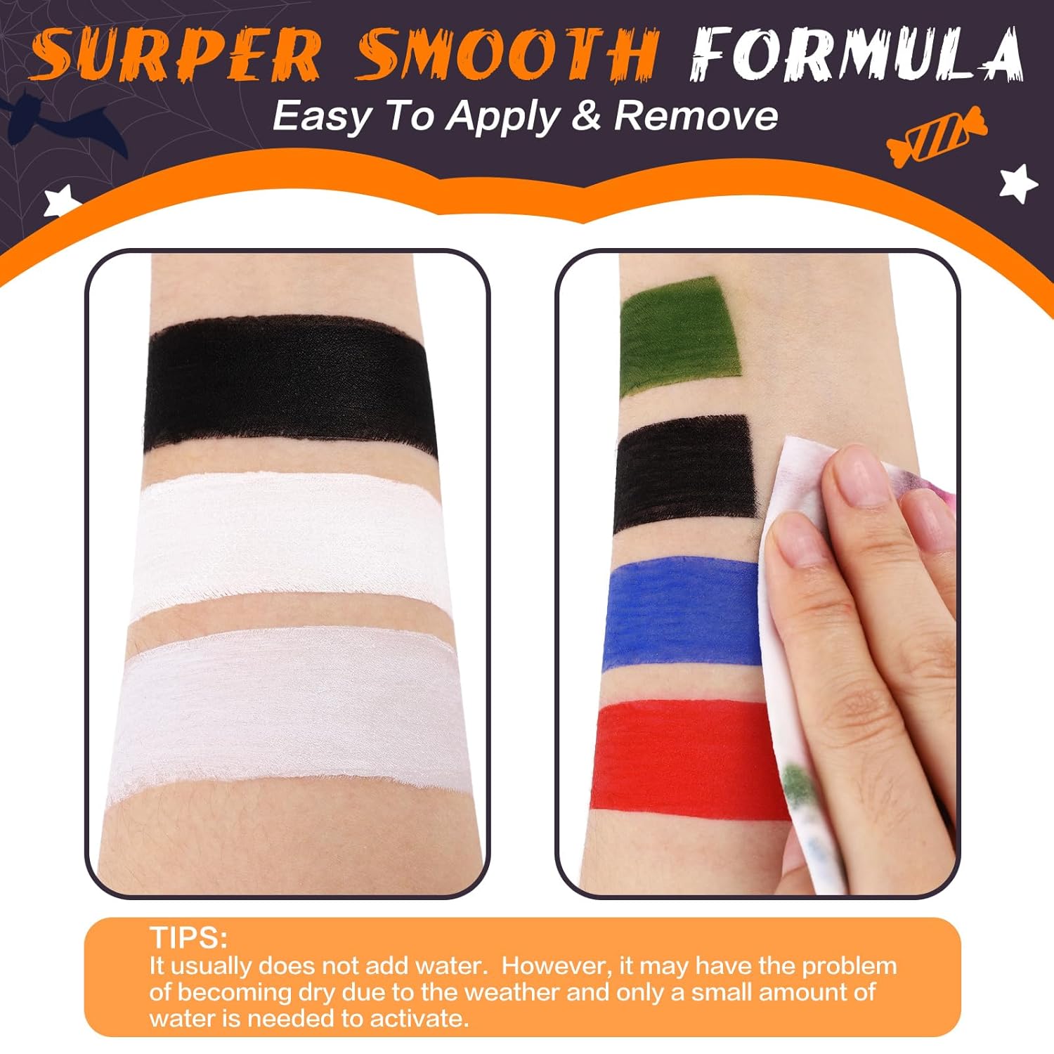 BOBISUKA Alabastro – Barra de pintura blanca para la cara y el cuerpo con ojos blancos para deportes, kit de pintura facial a base de agua,