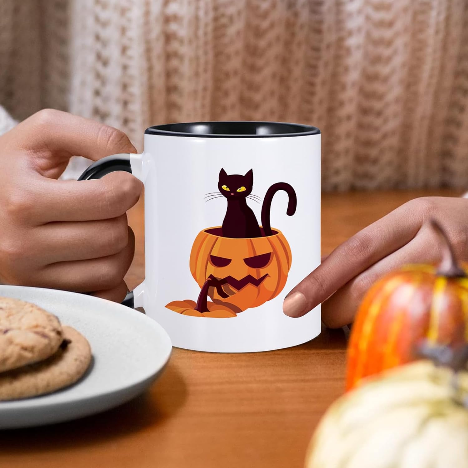 Taza de café personalizada de Halloween, con foto e imagen, logotipo, texto, regalos personalizados para Halloween, Navidad, cumpleaños, novio,