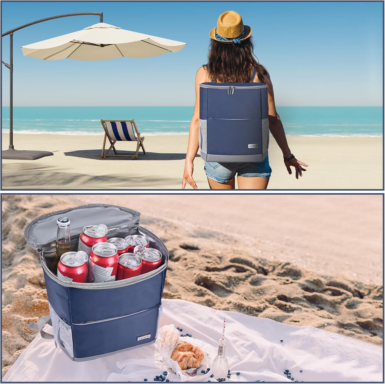 Mochila térmica aislada para exteriores, mochila a prueba de fugas, 30 latas, impermeable, ligera, para retención de calor y frío de 12 horas,