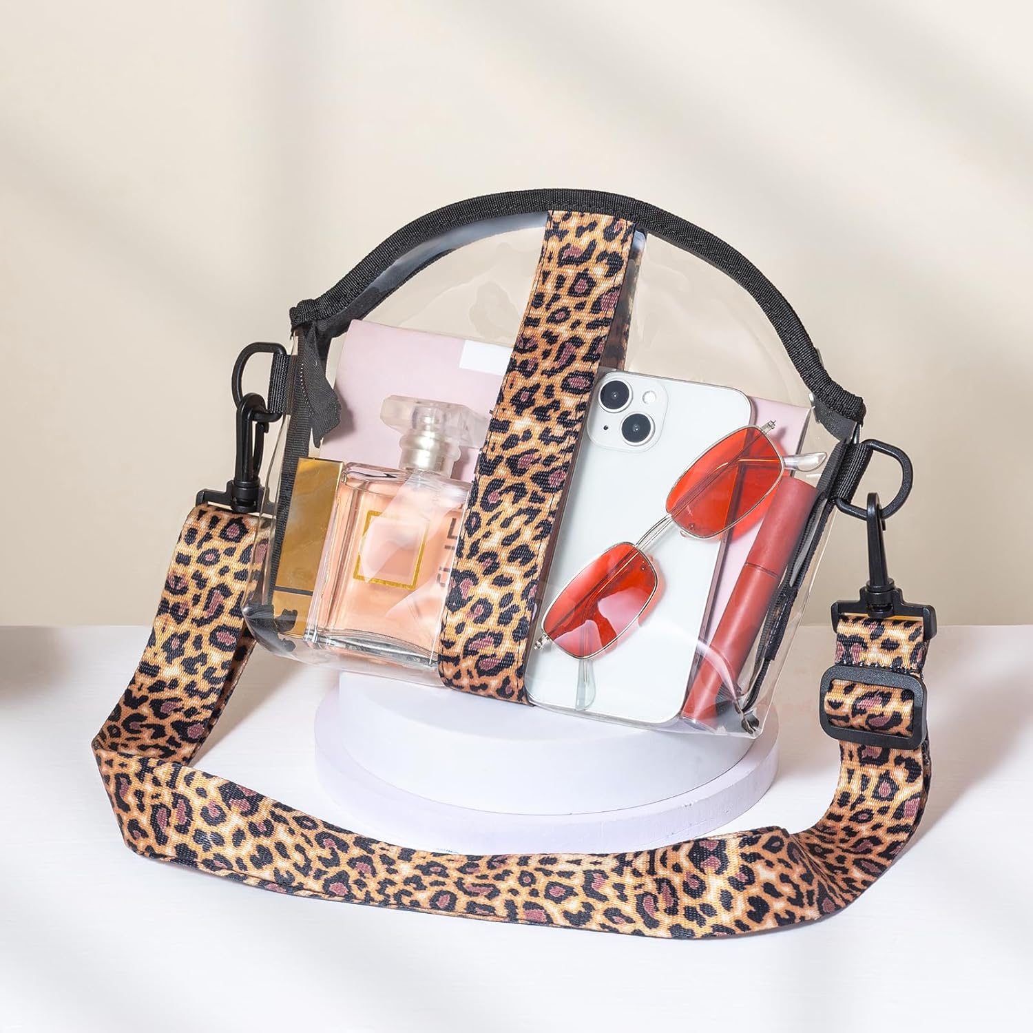 Vorspack Bolsa transparente aprobada para estadios  Bolso transparente de PVC transparente para mujeres, bolsa cruzada para eventos deportivos,