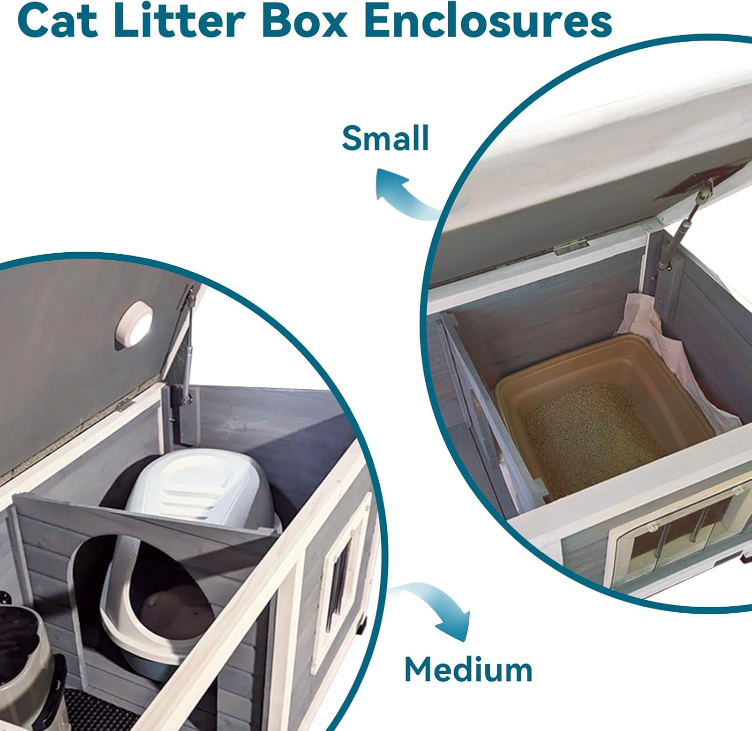 Petsfit Casa de perro al aire libre de 33.6 pulgadas para perros pequeños, casa de madera resistente a la intemperie con porche