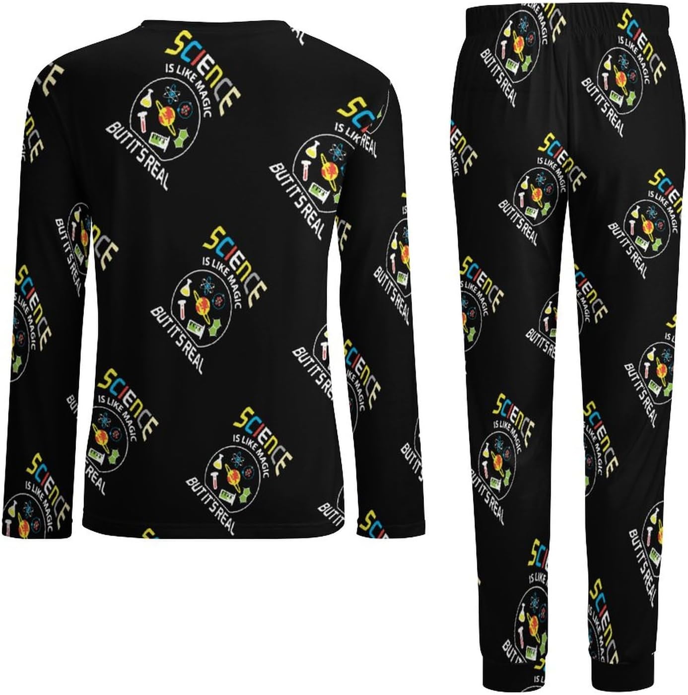 Science Like Magic Men’s Sleepwear Long Sleeve Top And Bottom Soft Nightwear Pajama Lounge Set