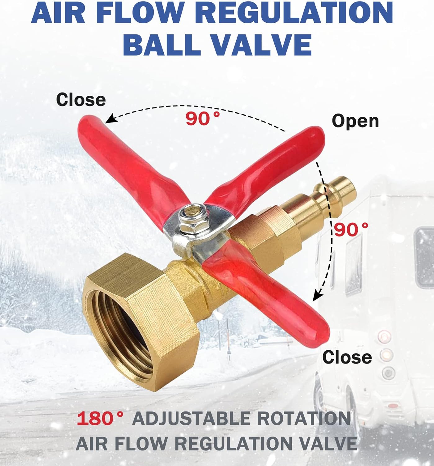 Kit de acondicionamiento de invierno para caravana, adaptador de soplado de RV con válvula de cierre, adaptador de soplado de aspersor con enchufe