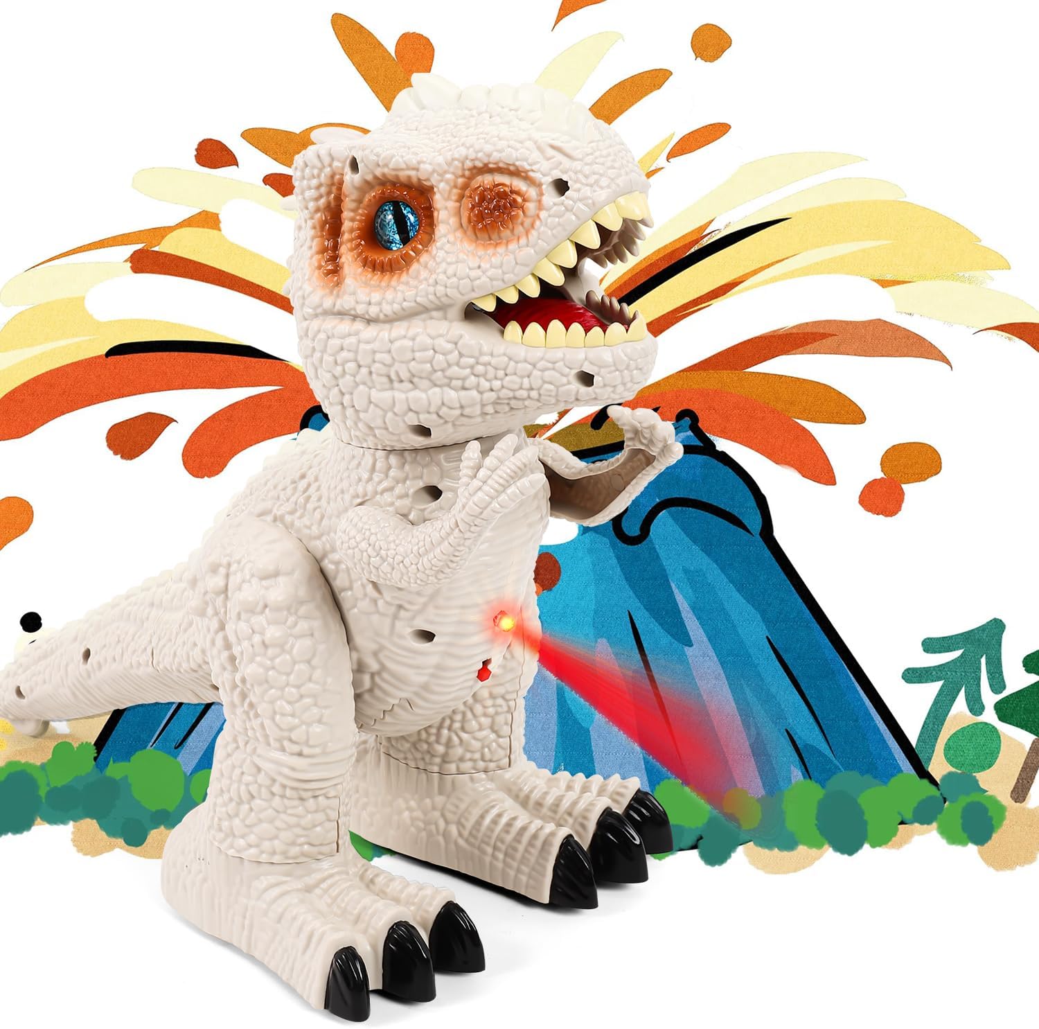 Juguetes de dinosaurio a control remoto para niños dinosaurio robot para niños, juguetes Jurassic T-rex RC Dino para niños pequeños, juguete de