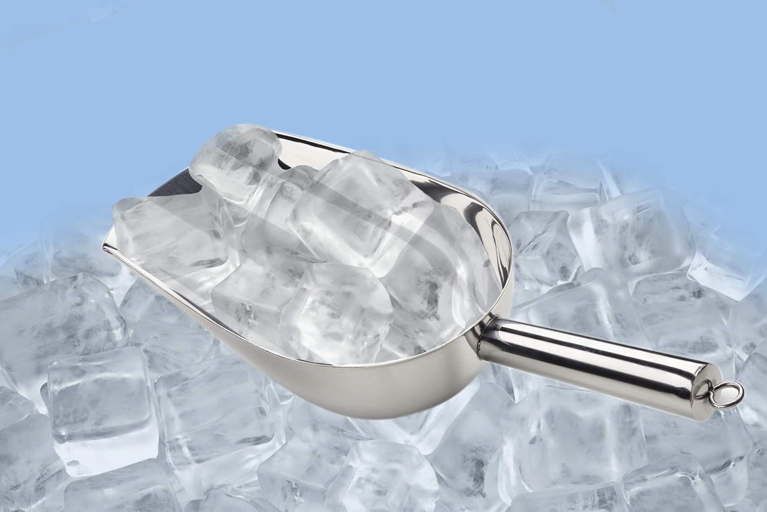LEMONSODA Cuchara de hielo de metal  Cuchara de hielo de acero inoxidable  Cuchara de metal a prueba de óxido con lazo para colgar, cuchara pequeña