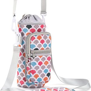 Portabotellas de agua, soporte para botella de agua para caminar, senderismo, bolsa cruzada aislada con asa ajustable y correa de hombro para Portabotellas de agua, soporte para botella de agua para caminar, senderismo, bolsa cruzada aislada con asa ajustable y correa de hombro para