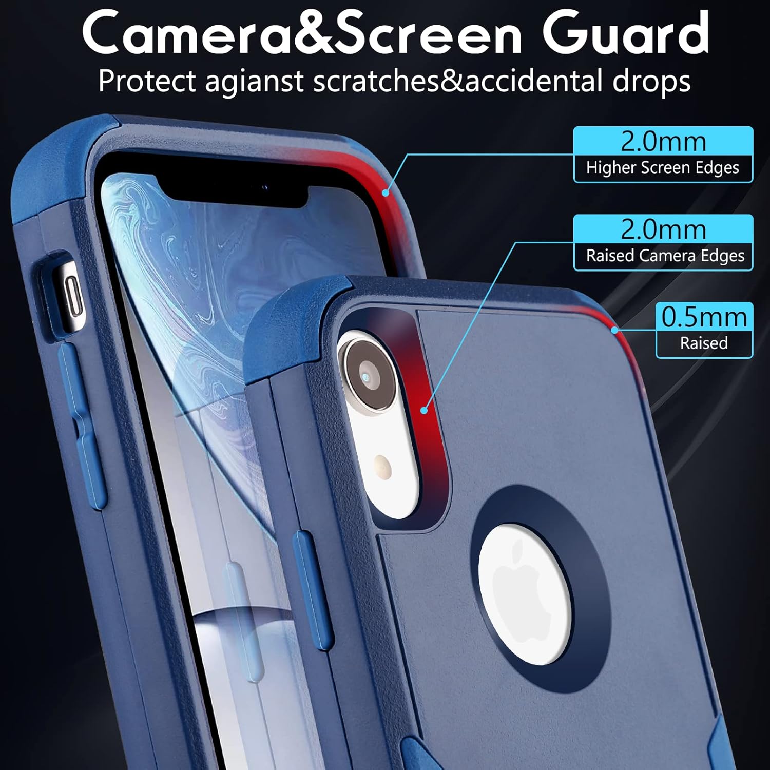 Mornex Compatible con iPhone XR, funda protectora de silicona mate 3 en 1, resistente a prueba de caídas, a prueba de golpes, diseñada para iPhone