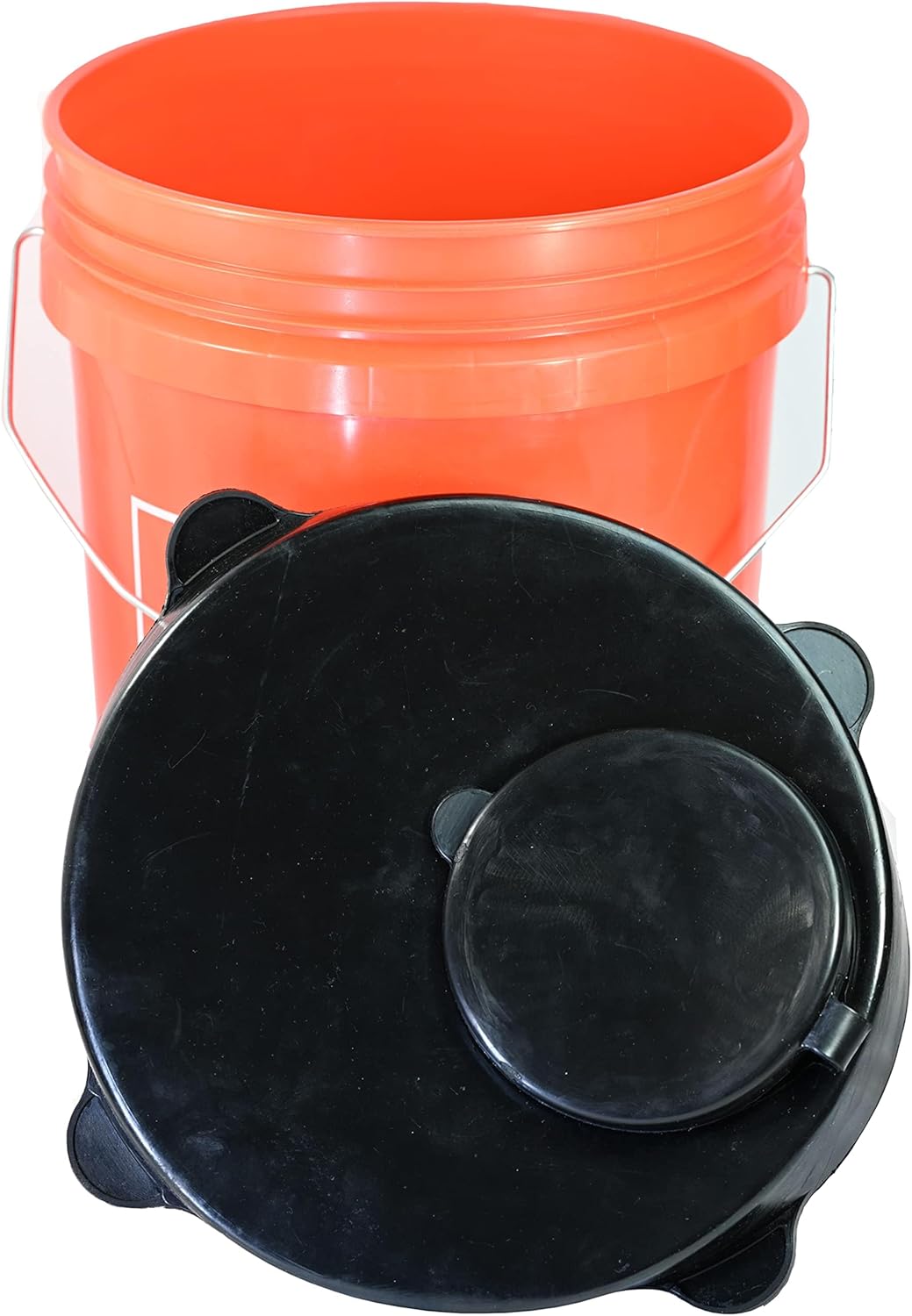 Skywin Tapa de almacenamiento con boquilla fácil de verter para cubo, paquete de 2 recipientes de almacenamiento de pellets de madera con tapa de