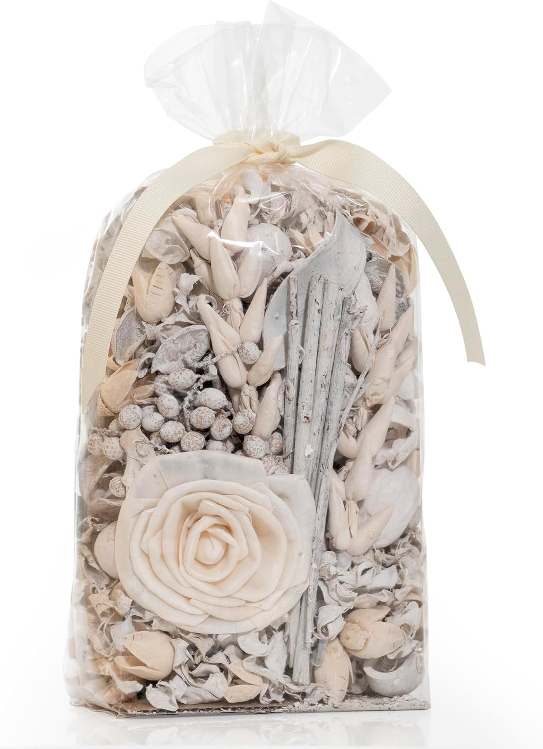 Bolsa de popurrí de fragancia blanca de lino para decoración del hogar  Florero y relleno de tazón de pétalos florales (blanco)