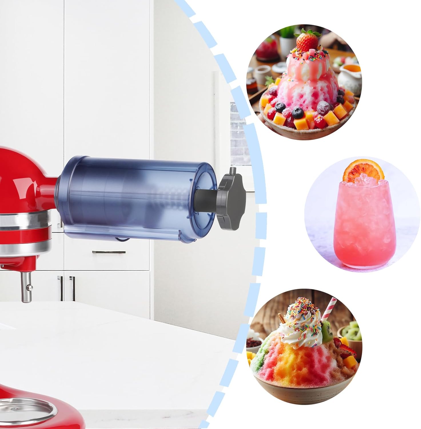 Kitchenaid – Accesorio de hielo afeitado para batidora de pie KitchenAid, accesorio eficiente para afeitadora de hielo, máquina de cono de nieve de