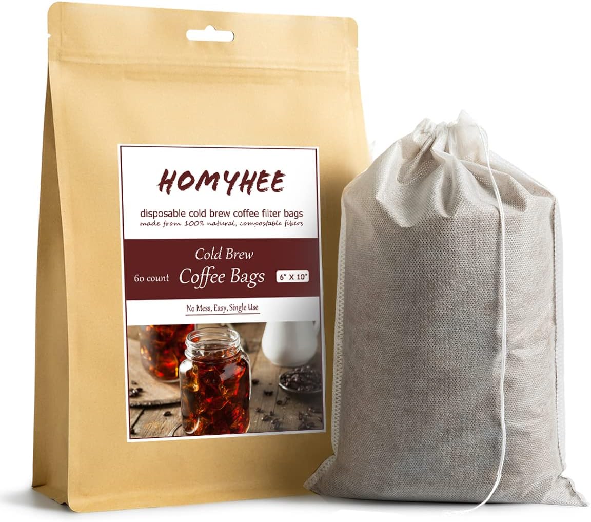 Bolsas de café Cold Brew 60 unidades desechables de malla fina para concentradocafetera helada, kit de prensa francesafría, té caliente en tarro
