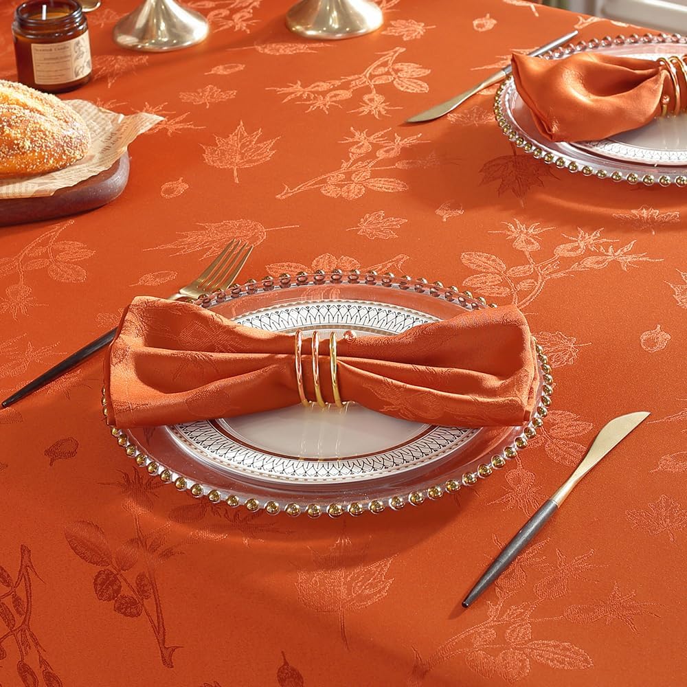MATIRUG Mantel rectangular de Acción de Gracias de 52 x 70 pulgadas, a prueba de derrames, sin arrugas, mantel de otoño de jacquard para vacaciones