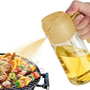Anatoeway Botella dispensadora de aceite de 16 onzas para cocina, dispensador de aceite de oliva 2 en 1 y rociador de aceite, rociador de aceite Anatoeway Botella dispensadora de aceite de 16 onzas para cocina, dispensador de aceite de oliva 2 en 1 y rociador de aceite, rociador de aceite