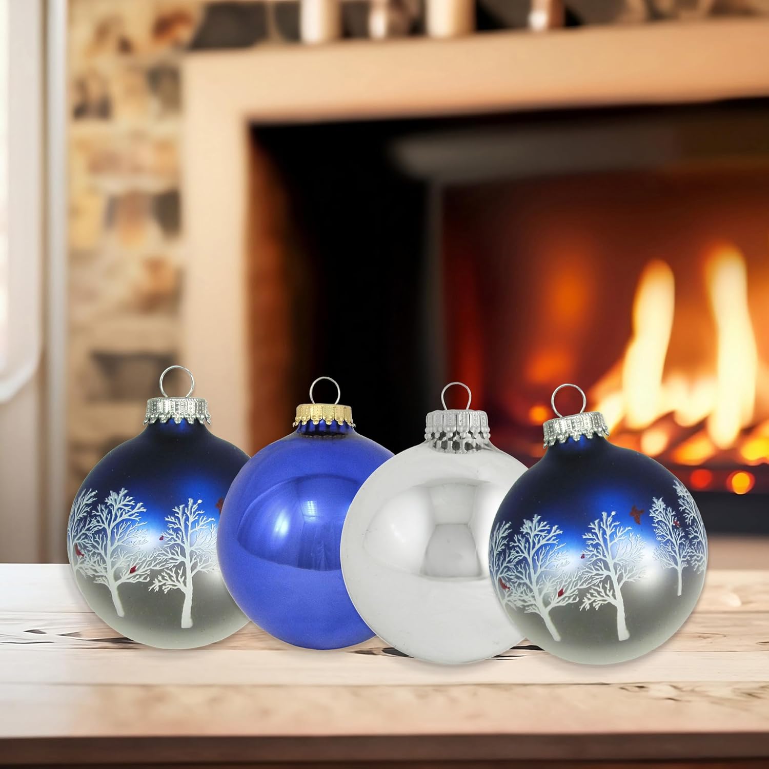 Christmas By Krebs – Adornos de cristal para árbol de Navidad, bolas de diseñador de 2.638 in2.63 pulgadas, decoraciones navideñas colgantes sin