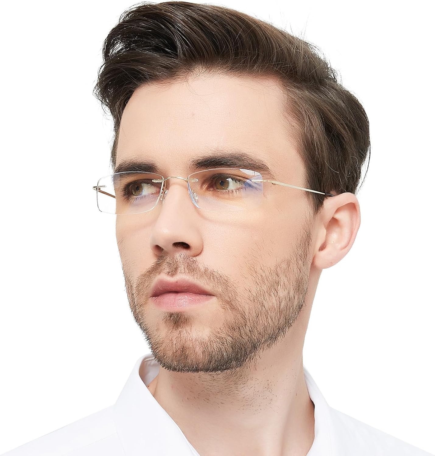 OCCI CHIARI Gafas de lectura con bloqueo de luz azul para hombre, de titanio, sin marco, ligeras