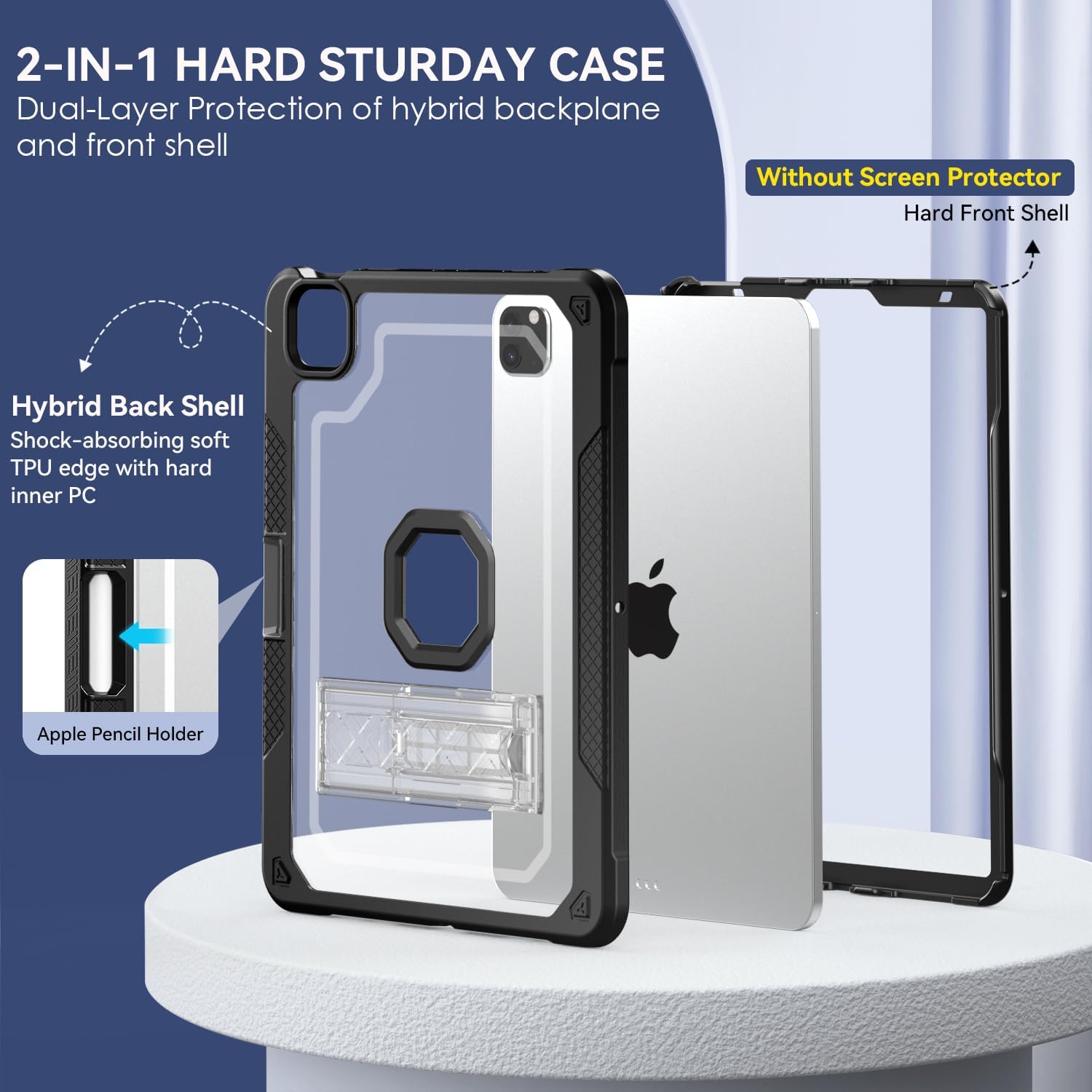 Funda para iPad Pro de 12.9 pulgadas 65433 generación 2022202120202018, funda protectora delgada y resistente Pro de 12.9 con soporte para lápiz y