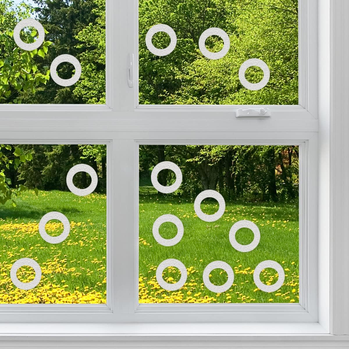 Calcomanías anticolisión para ventana, diseño de pájaros, protección de puerta de vidrio, para salvar pájaros, transparente (círculo de anillo, 15