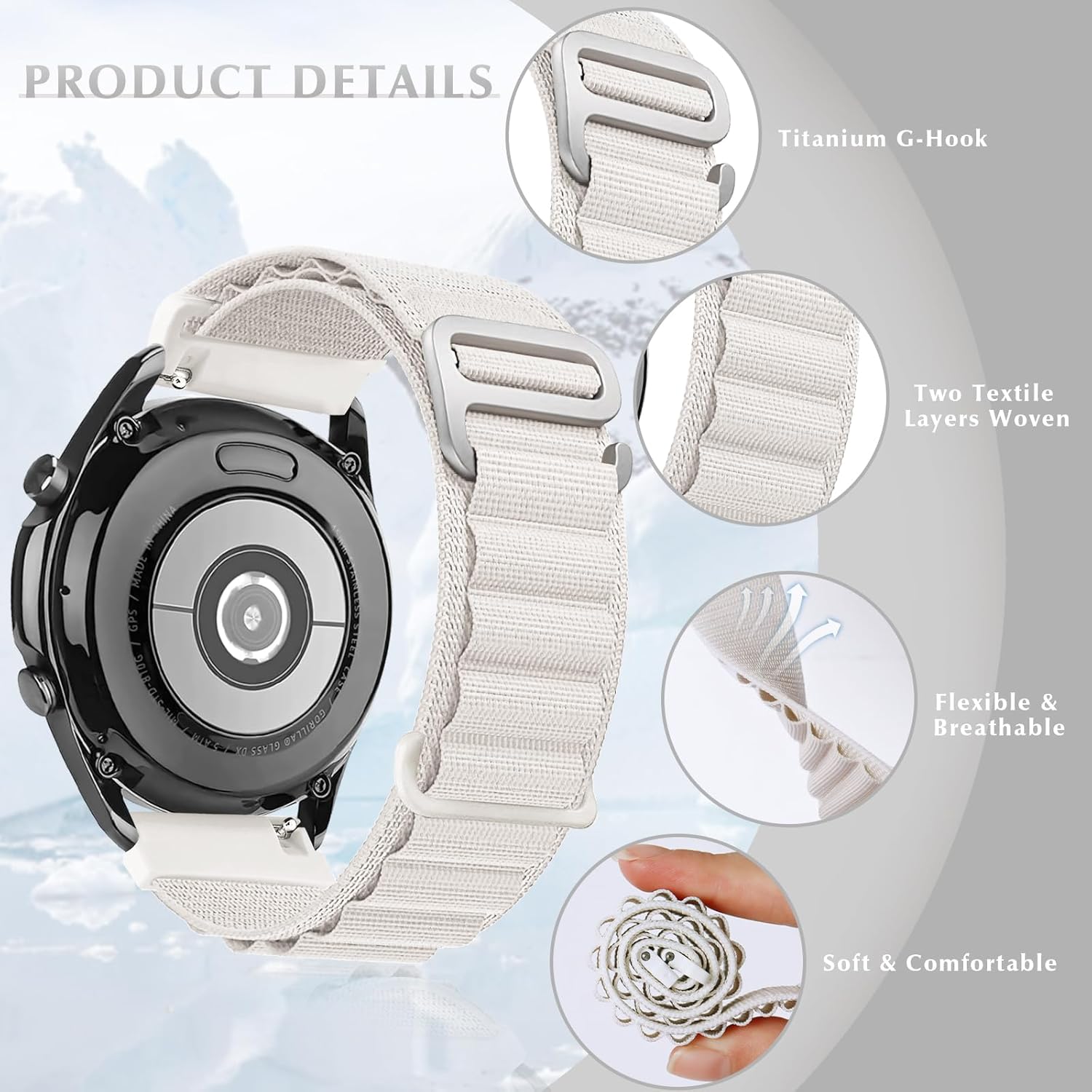 Paquete de 2 correas Alpine Loop compatibles con Samsung Galaxy Watch 6 Band6 ClassicGalaxy Watch 55 ProGalaxy Watch 44 ClassicActive 2, correa