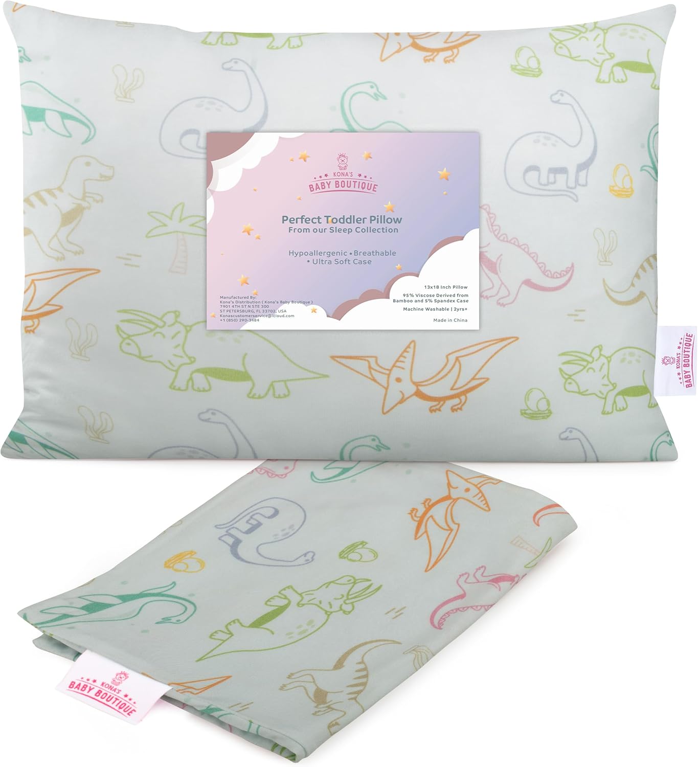 Kona’s Perfect – Almohada para niños pequeños con la funda de almohada más suave para niños pequeños, almohada de 13 x 18 pulgadas, almohada para