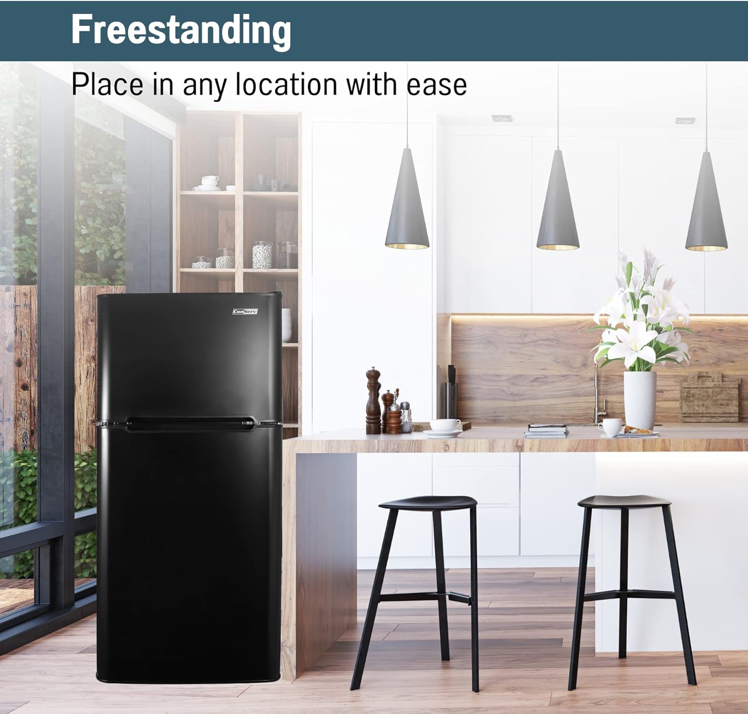 Equator Advanced Appliances Conserv Refrigerador compacto de 2 puertas de 19 pulgadas de acero inoxidable 4.5cf puerta reversible 110V