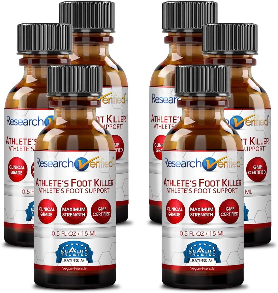 Research Verified Athlete’s Foot Killer – Alivio de pie de atleta superior – 25% ácido undecilénico y aceite de árbol de té. Reduce la duración,